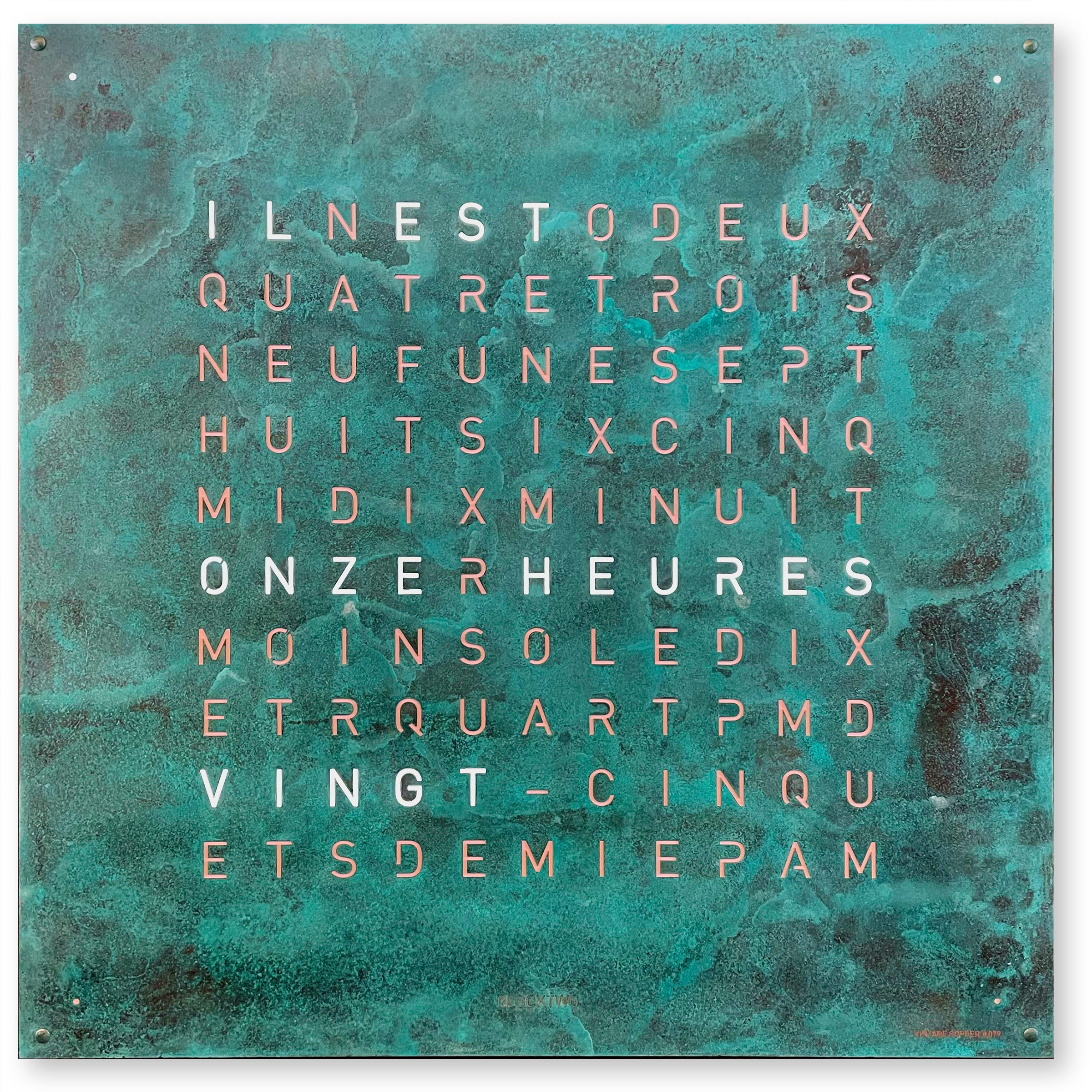 Qlocktwo Large (Earth 90) Creator's Edition Vintage Copper 90x90 cm - Français - #079